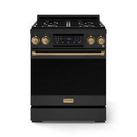Thor Kitchen Gordon Ramsay Series 30-Inch Professional Gas Range with Tilt Panel Touch Control in Black with Bronze Trim (RSG30B-BRZ)