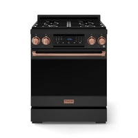 Gordon Ramsay by Thor Kitchen 30-Inch Professional Natural Gas Range with Tilt Panel Touch Control and 4.55 Cu. Ft. Self Clean Oven in Black with Rose Gold Trim (RSG30B-RSG)