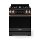 Gordon Ramsay by Thor Kitchen 3-Piece Appliance Package - 30-Inch Gas Range with Tilt Panel, 36-Inch Refrigerator, and Dishwasher in Black with Rose Gold Trim