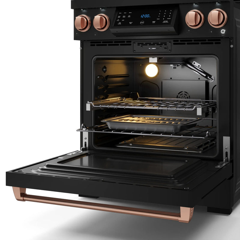 Thor Kitchen Gordon Ramsay Series 30-Inch Professional Gas Range with Tilt Panel Touch Control in Black with Rose Gold Trim (RSG30B-RSG)