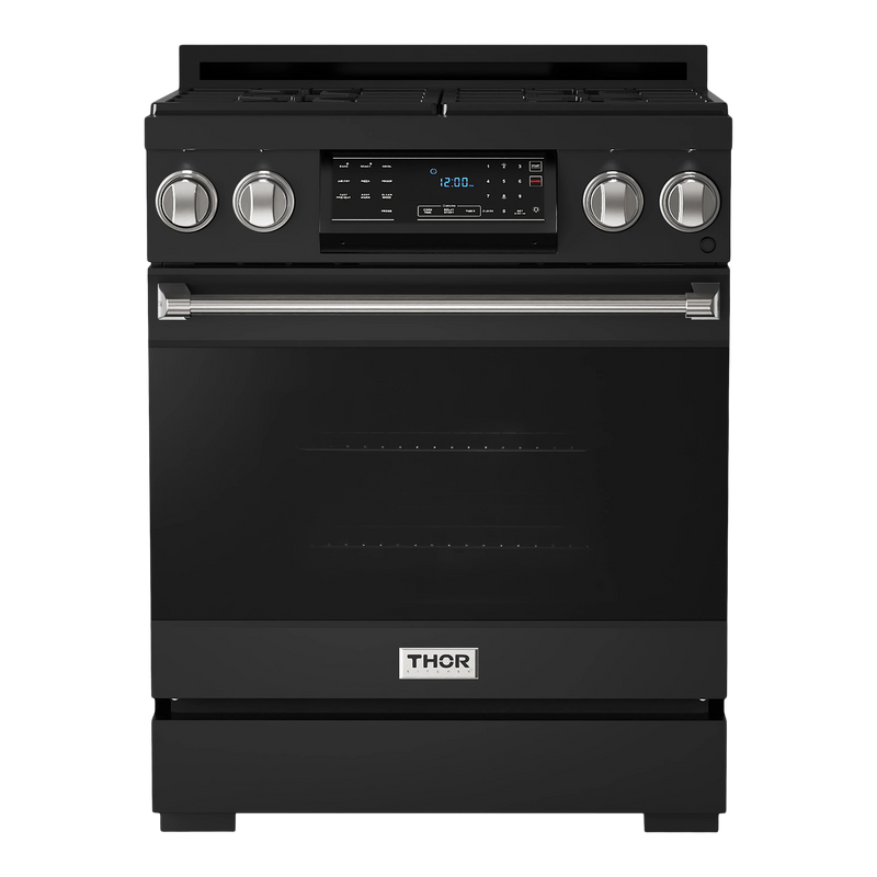 Thor Kitchen Gordon Ramsay Series 30-Inch Professional Gas Range with Tilt Panel Touch Control in Black with Stainless Steel Trim (RSG30B-SS)