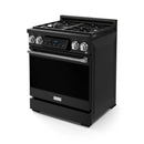 Gordon Ramsay by Thor Kitchen 3-Piece Appliance Package - 30-Inch Propane Gas Range, Tilt Panel, 36-Inch Refrigerator, and Dishwasher in Black with Stainless Steel Trim