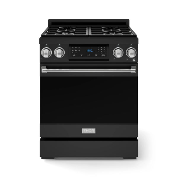 Thor Kitchen Gordon Ramsay Series 30-Inch Professional Gas Range with Tilt Panel Touch Control in Black with Stainless Steel Trim (RSG30B-SS)