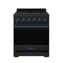 Gordon Ramsay by Thor Kitchen 30-Inch Professional Gas Range with Precision Knob Control in Black with Blue Trim (RSG30PB-BLU)