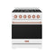 Gordon Ramsay by Thor Kitchen 30-Inch Professional Liquid Propane Range with Precision Knob Control in White with Rose Gold Trim (RSG30PWLP-RSG)