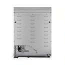 Stainless steel gas range oven interior back panel with burner ports