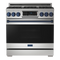 Thor Kitchen Gordon Ramsay Series 36-Inch Professional Gas Range with Tilt Panel Touch Control in Stainless Steel with Navy Blue Trim (RSG36-BLU)