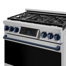 Gordon Ramsay by Thor Kitchen 36-Inch Professional Natural Gas Range with Tilt Panel Touch Control and 6.0 Cu. Ft. Self Clean Oven in Stainless Steel with Navy Blue Trim (RSG36-BLU)