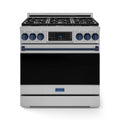 Gordon Ramsay by Thor Kitchen 36-Inch Professional Natural Gas Range with Tilt Panel Touch Control and 6.0 Cu. Ft. Self Clean Oven in Stainless Steel with Navy Blue Trim (RSG36-BLU)