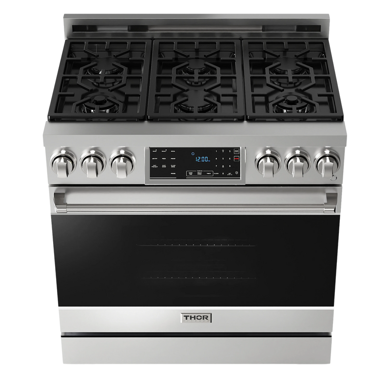 Thor Kitchen Gordon Ramsay Series 36-Inch Professional Gas Range with Tilt Panel Touch Control in Stainless Steel (RSG36)