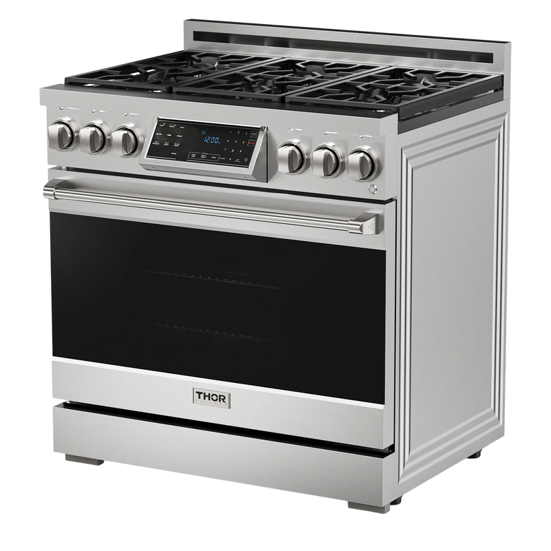 Thor Kitchen Gordon Ramsay Series 36-Inch Professional Gas Range with Tilt Panel Touch Control in Stainless Steel (RSG36)