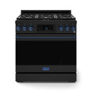 Gordon Ramsay by Thor Kitchen 36-Inch Professional Natural Gas Range with Tilt Panel Touch Control and 6.0 Cu. Ft. Self Clean Oven in Black with Navy Blue Trim (RSG36B-BLU)