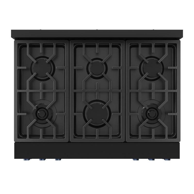 Thor Kitchen Gordon Ramsay 3-Piece Appliance Package - 36-Inch Gas Range with Tilt Panel, 36-Inch Refrigerator, and Dishwasher in Black with Blue Trim