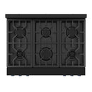 Gordon Ramsay by Thor Kitchen 3-Piece Appliance Package - 36-Inch Propane Gas Range, Tilt Panel, 36-Inch Refrigerator, and Dishwasher in Black with Blue Trim