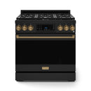 Gordon Ramsay by Thor Kitchen 36-Inch Professional Natural Gas Range with Tilt Panel Touch Control and 6.0 Cu. Ft. Self Clean Oven in Black with Bronze Trim (RSG36B-BRZ)