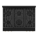 Gordon Ramsay by Thor Kitchen 3-Piece Appliance Package - 36-Inch Propane Gas Range, Tilt Panel, 36-Inch Refrigerator, and Dishwasher in Black with Bronze Trim