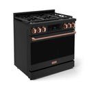 Gordon Ramsay by Thor Kitchen 36-Inch Professional Natural Gas Range with Tilt Panel Touch Control and 6.0 Cu. Ft. Self Clean Oven in Black with Rose Gold Trim (RSG36B-RSG)