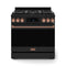 Thor Kitchen Gordon Ramsay Series 36-Inch Professional Gas Range with Tilt Panel Touch Control in Black with Rose Gold Trim (RSG36B-RSG)