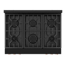 Gordon Ramsay by Thor Kitchen 3-Piece Appliance Package - 36-Inch Propane Gas Range, Tilt Panel, 36-Inch Refrigerator, and Dishwasher in Black with Rose Gold Trim