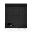 Black gas range rear/service panel with mounting plate and vented openings