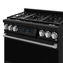 Gordon Ramsay by Thor Kitchen 3-Piece Appliance Package - 36-Inch Propane Gas Range, Tilt Panel, 36-Inch Refrigerator, and Dishwasher in Black with Stainless Steel Trim