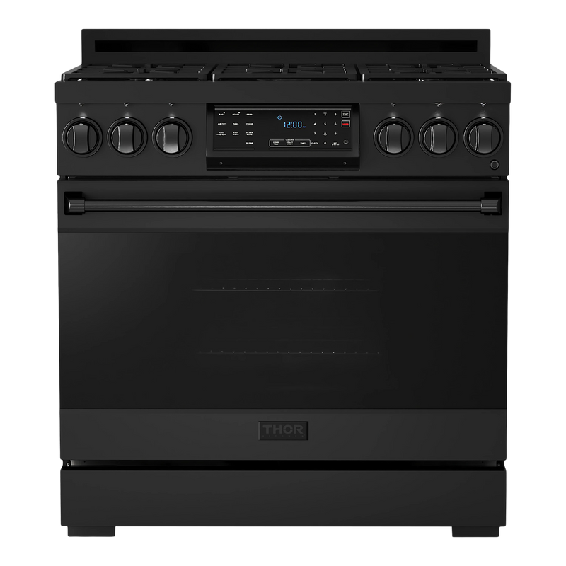 Thor Kitchen Gordon Ramsay Series 36-Inch Professional Gas Range with Tilt Panel Touch Control in Black (RSG36B)