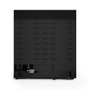 Black rear access panel for gas range with raised insulation and cutouts