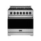 Gordon Ramsay by Thor Kitchen 36-inch Professional Natural Gas Range with Precision Knob in Stainless Steel and Black Trim (RSG36P-BLK)