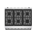 Six-burner black cast-iron grates for stainless steel gas cooktop