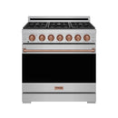 Gordon Ramsay by Thor Kitchen 36-inch Professional Natural Gas Range with Precision Knob in Stainless Steel and Rose Gold Trim (RSG36P-RSG)