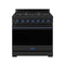 Gordon Ramsay by Thor Kitchen 36-inch Professional Propane Gas Range with Precision Knob in Black and Blue Trim (RSG36PBLP-BLU)