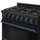 Gordon Ramsay by Thor Kitchen 36-inch Professional Propane Gas Range with Precision Knob in Black and Blue Trim (RSG36PBLP-BLU)