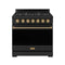 Gordon Ramsay by Thor Kitchen 36-inch Professional Natural Gas Range with Precision Knob in Black and Bronze Trim (RSG36PB-BRZ)
