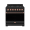 Gordon Ramsay by Thor Kitchen 36-inch Professional Natural Gas Range with Precision Knob in Black and Rose Gold Trim (RSG36PB-RSG)