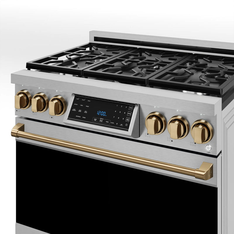 Thor Kitchen Gordon Ramsay Series 36-Inch Professional Gas Range with Tilt Panel Touch Control in Stainless Steel with Bronze Trim (RSG36-BRZ)