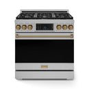 Gordon Ramsay by Thor Kitchen 36-Inch Professional Natural Gas Range with Tilt Panel Touch Control and 6.0 Cu. Ft. Self Clean Oven in Stainless Steel with Bronze Trim (RSG36-BRZ)