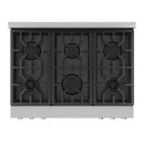 Stainless steel gas range cooktop with three burner grates