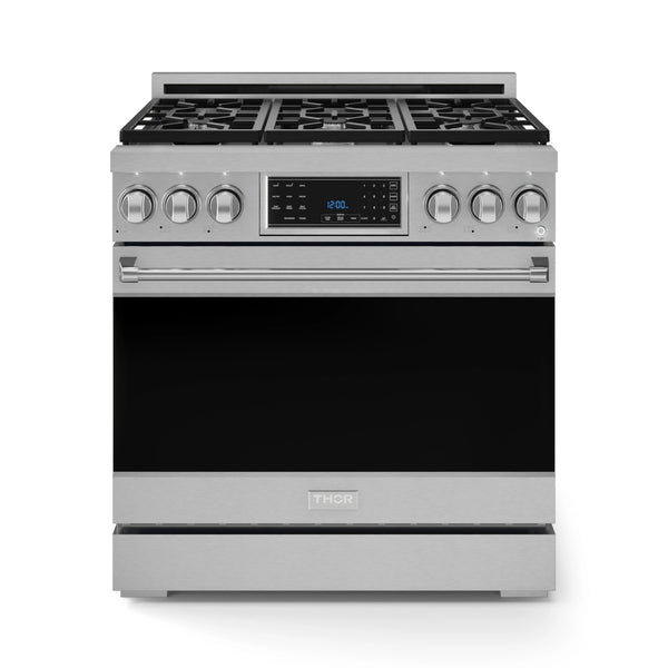 Thor Kitchen Gordon Ramsay Series 36-Inch Professional Gas Range with Tilt Panel Touch Control in Stainless Steel (RSG36)