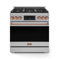 Thor Kitchen Gordon Ramsay Series 36-Inch Professional Gas Range with Tilt Panel Touch Control in Stainless Steel with Rose Gold Trim (RSG36-RSG)