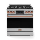 Gordon Ramsay by Thor Kitchen 36-Inch Professional Natural Gas Range with Tilt Panel Touch Control and 6.0 Cu. Ft. Self Clean Oven in Stainless Steel with Rose Gold Trim (RSG36-RSG)