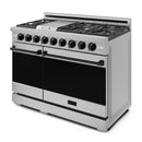 Gordon Ramsay by Thor Kitchen 4-Piece Appliance Package -  48-Inch Propane Gas Range, Wall Mount Range Hood, 36-Inch French Door Refrigerator, and Dishwasher in Stainless Steel with Black Trim