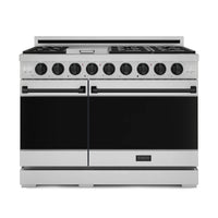 Gordon Ramsay by Thor Kitchen 48-Inch Professional Natural Gas Range with 6.8 Cu. Ft. Double Oven in Stainless Steel with Black Trim (RSG48E-BLK)