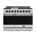 Gordon Ramsay by Thor Kitchen 48-Inch Professional Natural Gas Range with Pro-Style Knobs and 6.8 Cu. Ft. Double Oven in Stainless Steel with Blue Trim (RSG48E-BLU)