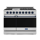 Gordon Ramsay by Thor Kitchen 4-Piece Appliance Package -  48-Inch Natural Gas Range, Wall Mount Range Hood, 36-Inch French Door Refrigerator, and Dishwasher in Stainless Steel with Blue Trim
