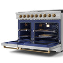 Gordon Ramsay by Thor Kitchen 3-Piece Appliance Package - 48-Inch Propane Gas Range, Double Oven, 36-Inch Refrigerator, and Dishwasher in Stainless Steel with Bronze Trim