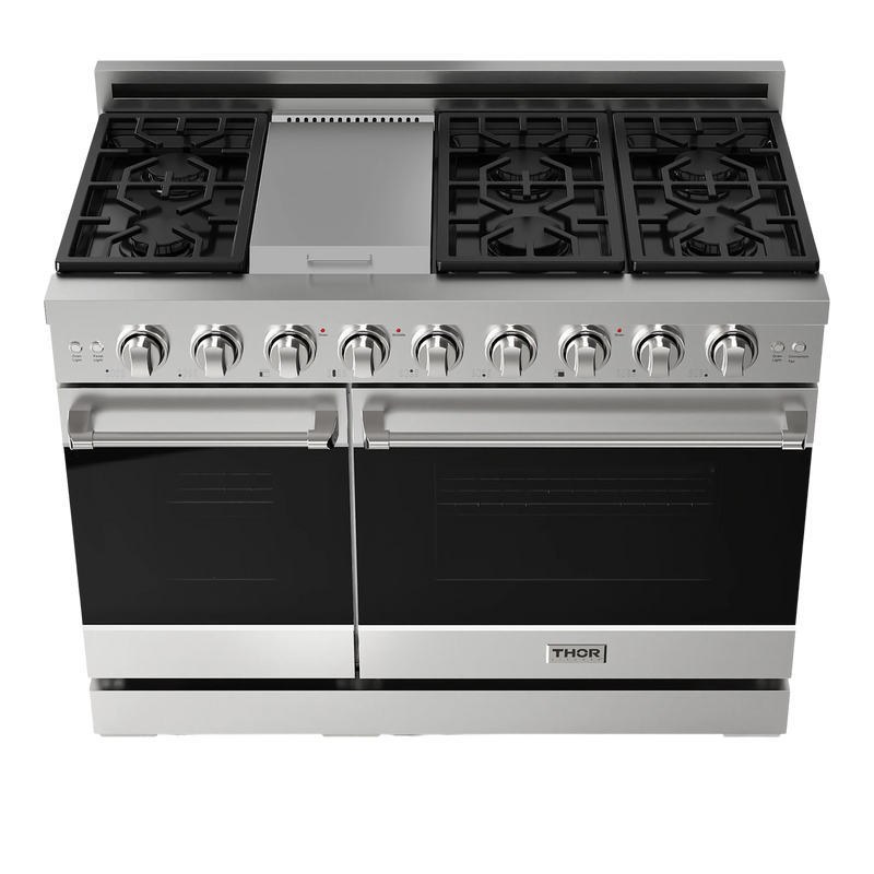 Thor Kitchen Gordon Ramsay Series 48-Inch Professional Gas Range with Double Oven in Stainless Steel (RSG48E)