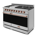 Gordon Ramsay by Thor Kitchen 4-Piece Appliance Package -  48-Inch Propane Gas Range, Wall Mount Range Hood, 36-Inch French Door Refrigerator, and Dishwasher in Stainless Steel with Rose Gold Trim