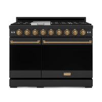 Thor Kitchen Gordon Ramsay Series 48-Inch Professional Gas Range with Double Oven in Black with Bronze Trim (RSG48EB-BRZ)