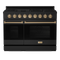 Thor Kitchen Gordon Ramsay Series 48-Inch Professional Gas Range with Double Oven in Black with Bronze Trim (RSG48EB-BRZ)