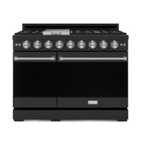 Gordon Ramsay by Thor Kitchen 48-Inch Professional Natural Gas Range with 6.8 Cu. Ft. Double Oven in Black with Stainless Steel Trim (RSG48EB-SS)